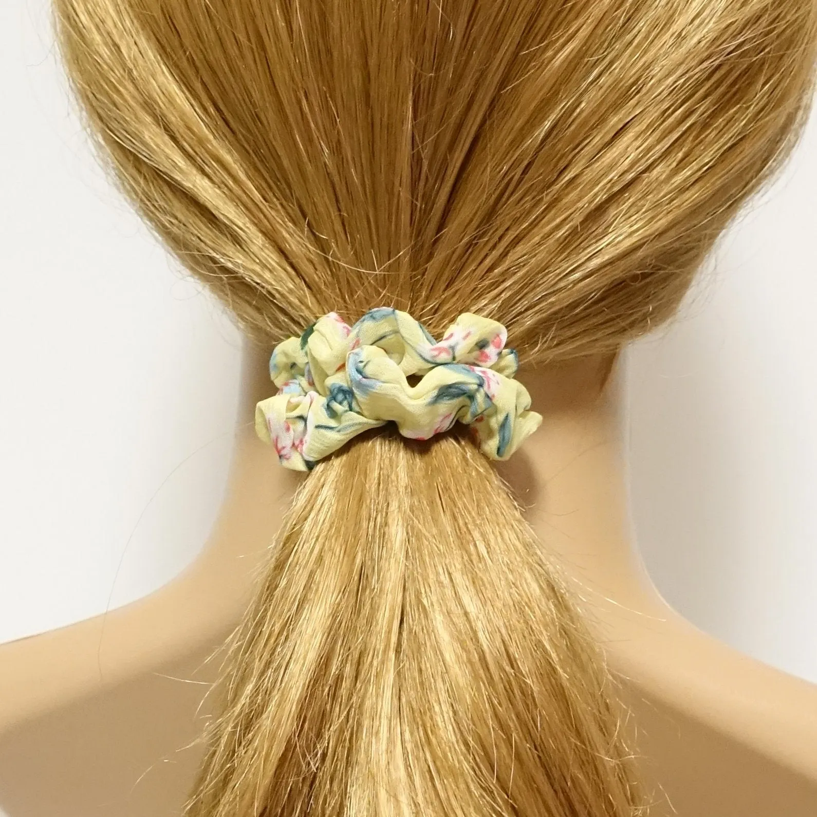 A Pack of 5 Flower Print Hair Elastic Mini Thin floral Scrunchies