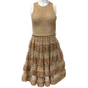 Alaia Gold Metallic Ruffle Sleeveless Dress