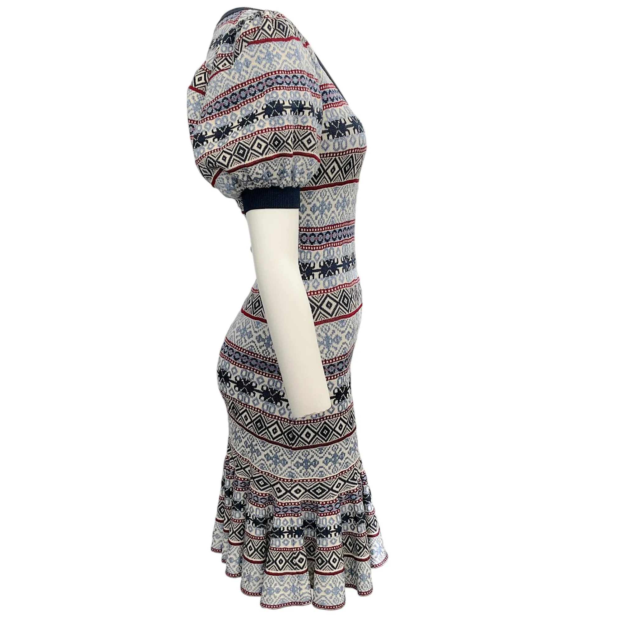 Alexander McQueen Ivory / Blue Fairisle Knit Dress