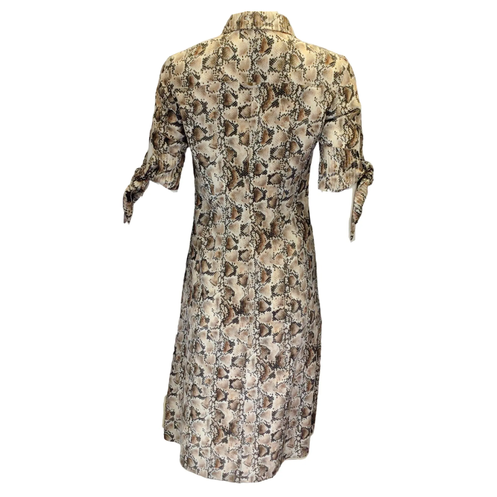 Altuzarra Taupe Multi Snakeskin Print Button-down Silk Shirtdress