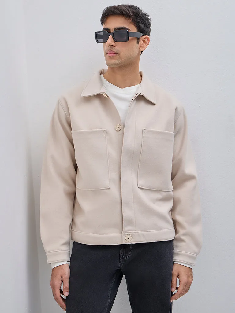 Ascot Light Beige Relaxed-Fit Faux Suede Jacket