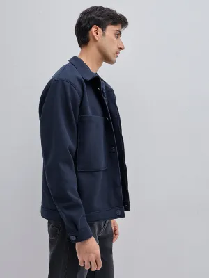 Ascot Navy Relaxed-Fit Faux Suede Jacket