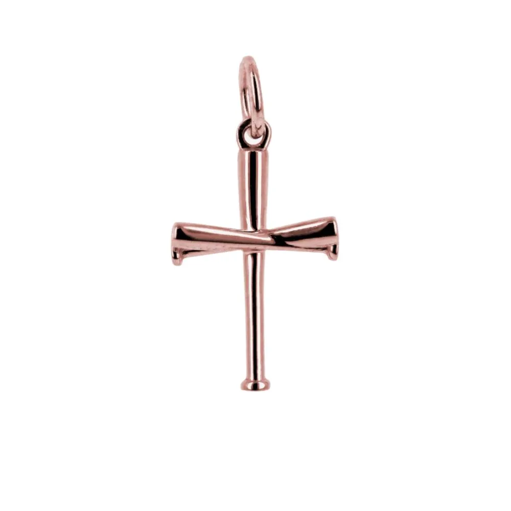 Baseball Bat Cross Bracelet Charm | 14k Gold