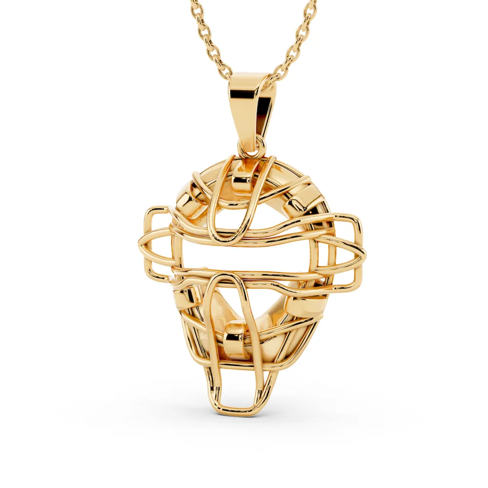 Baseball Catchers Mask Necklace | Gold Stainless Steel