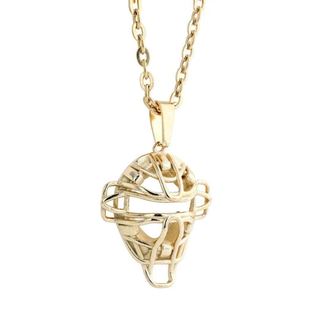 Baseball Catchers Mask Necklace | Gold Stainless Steel