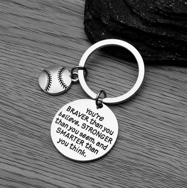 Baseball You’re Braver than you Believe Inspirational Keychain