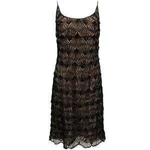 Carmen Marc Valvo Black / Nude Crochet Dress