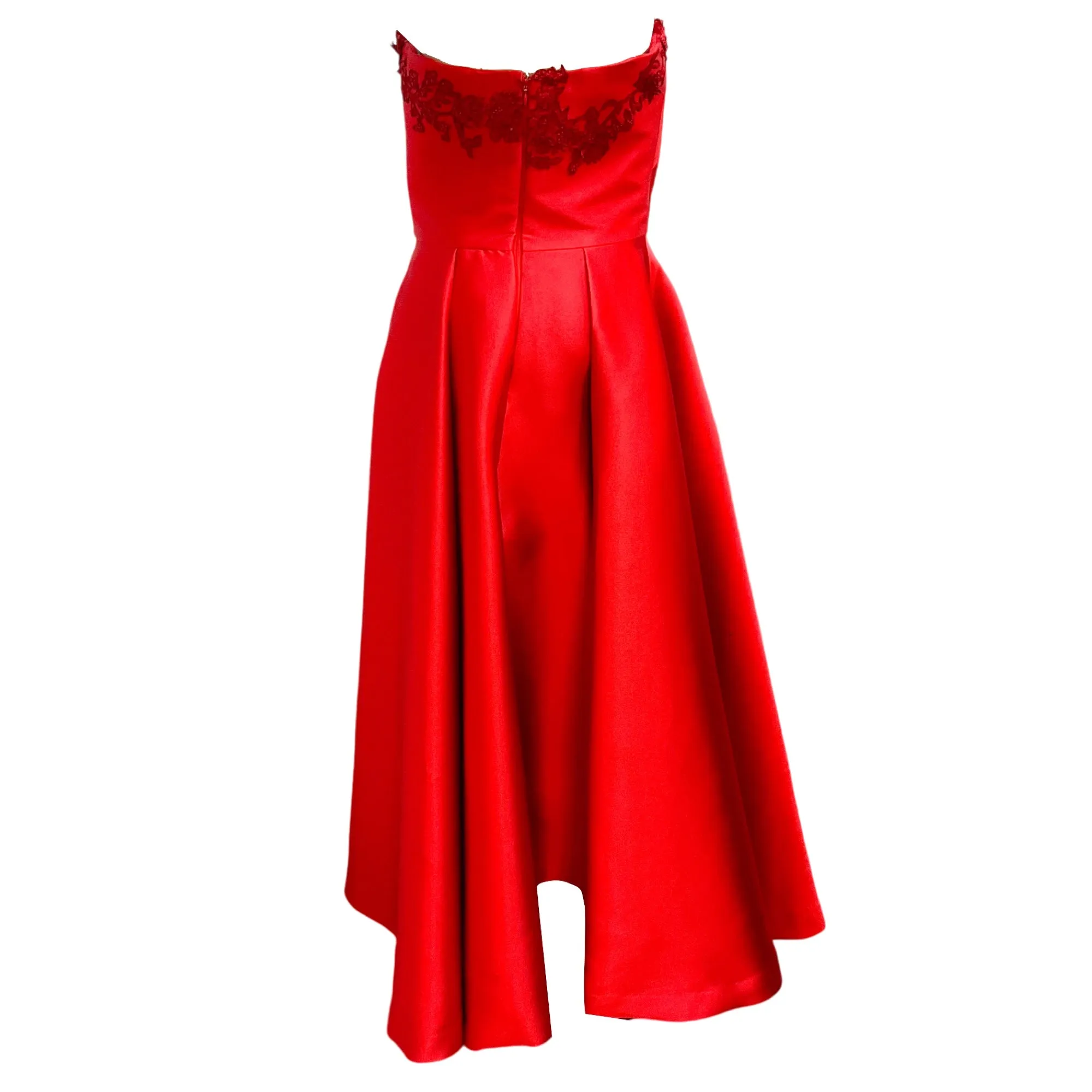 Carolina Herrera Red Pre-Fall 2017 Embellished Strapless Satin Gown / Formal Dress