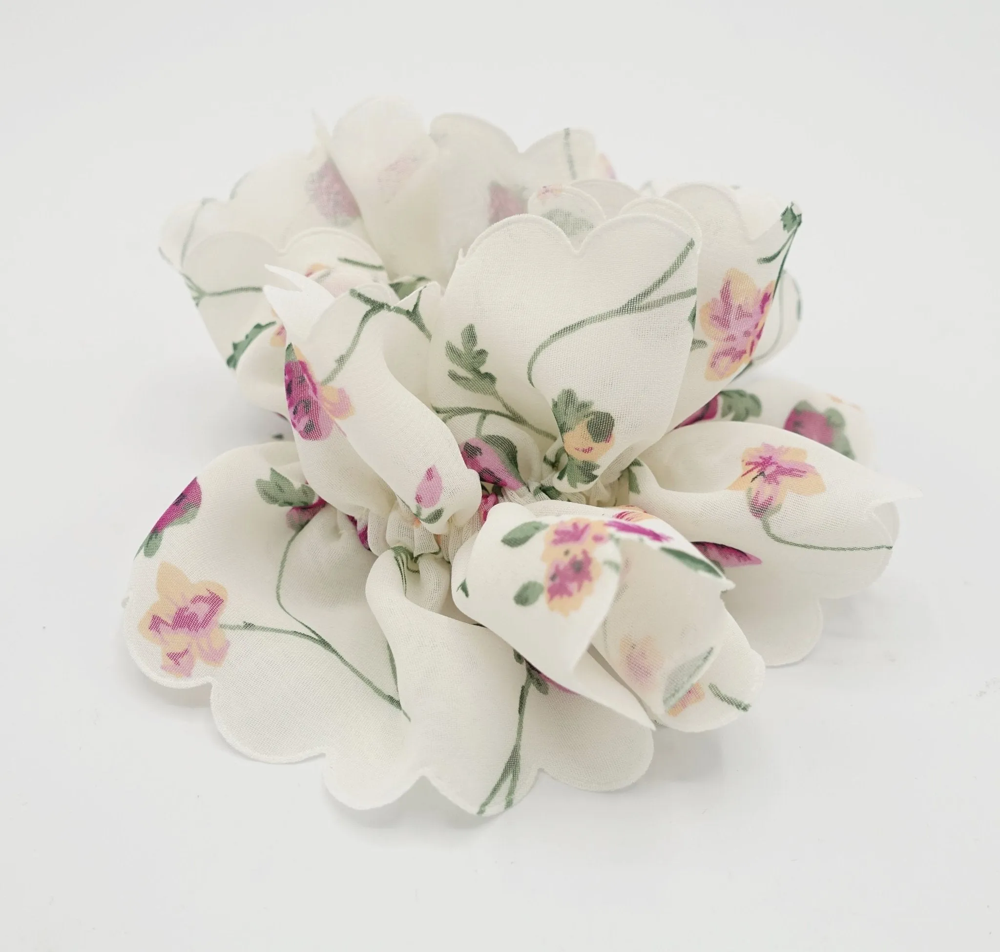 chiffon flower plant print scrunchies floral petal scrunchie women hair accessory