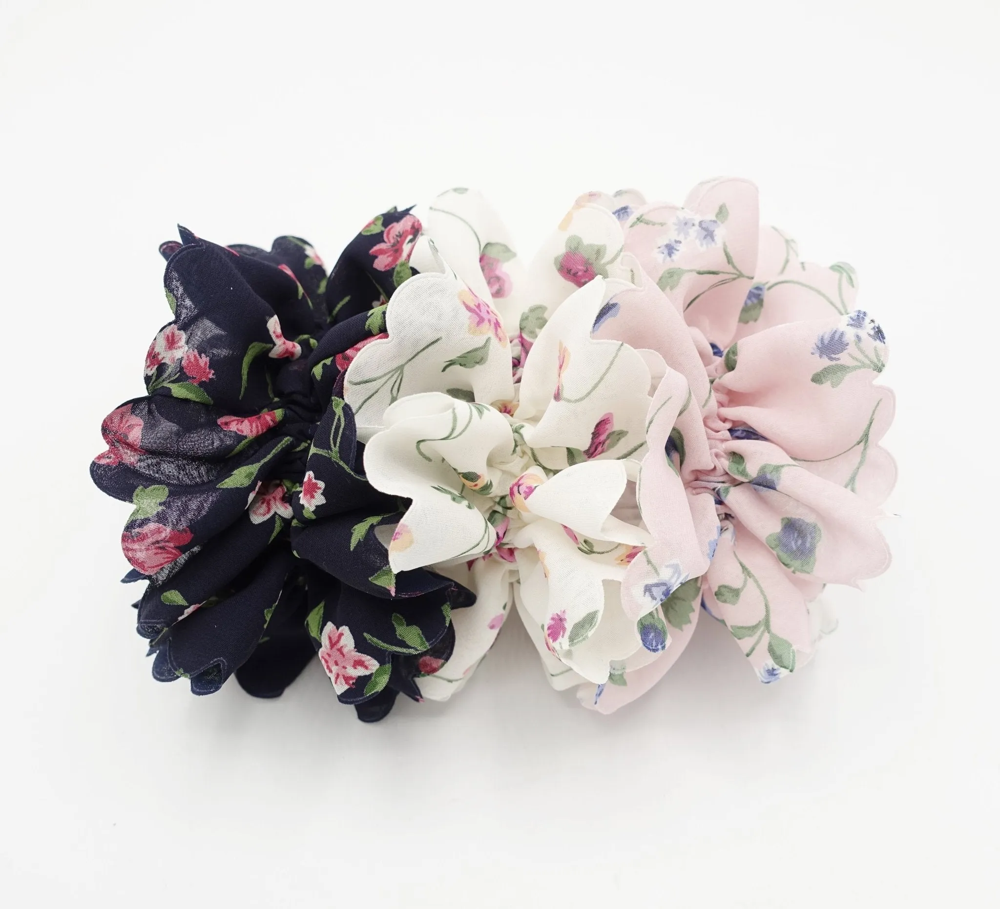 chiffon flower plant print scrunchies floral petal scrunchie women hair accessory