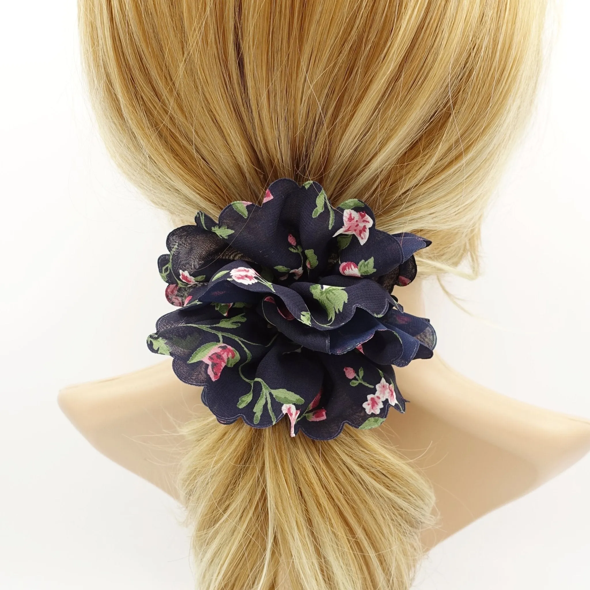 chiffon flower plant print scrunchies floral petal scrunchie women hair accessory