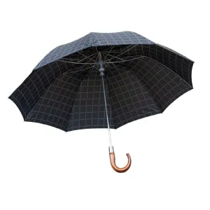 Classic Canes Umbrella Floding Wooden Crook Assorted black Checks