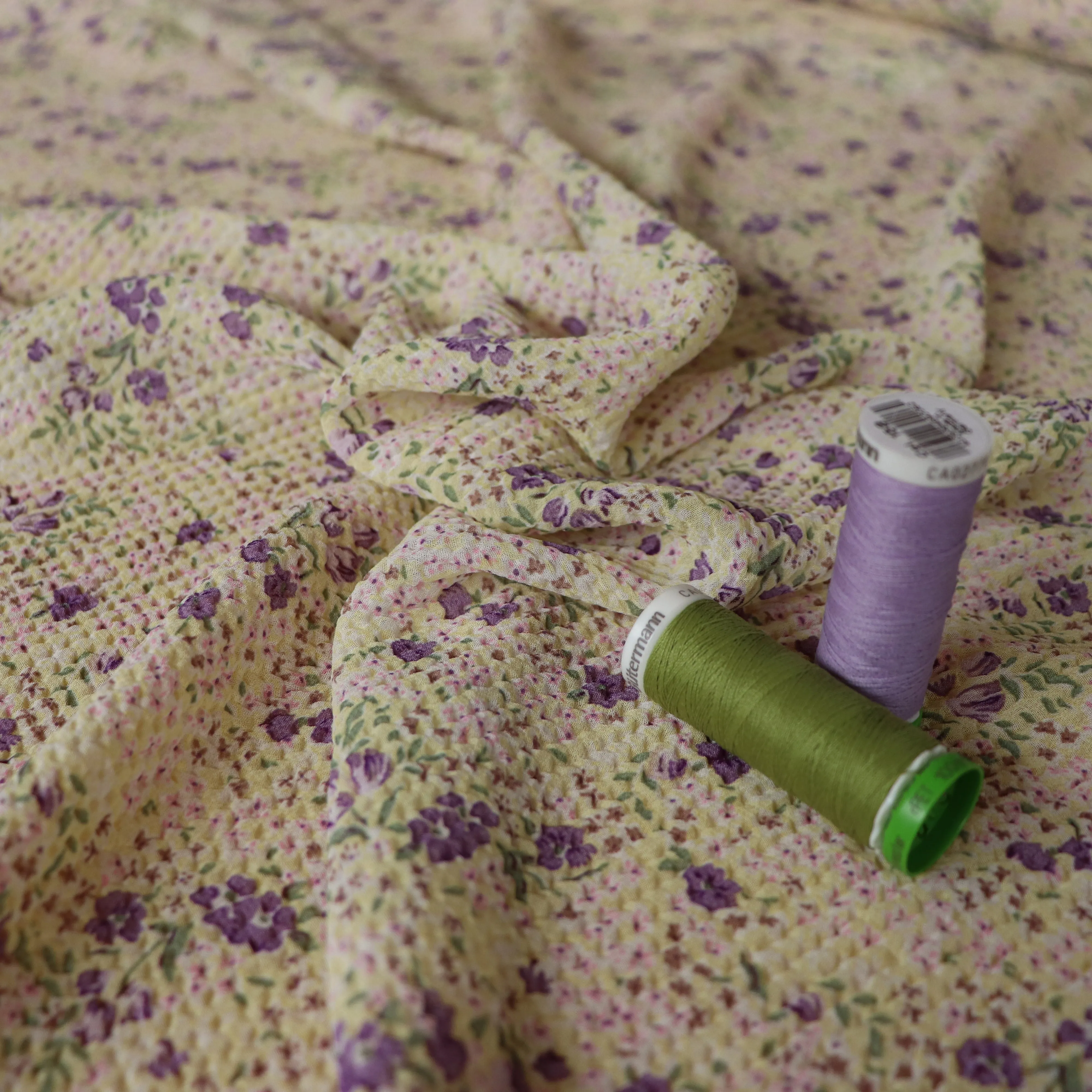 Crinkle Chiffon - Country Garden - Lilac & Green - SALE