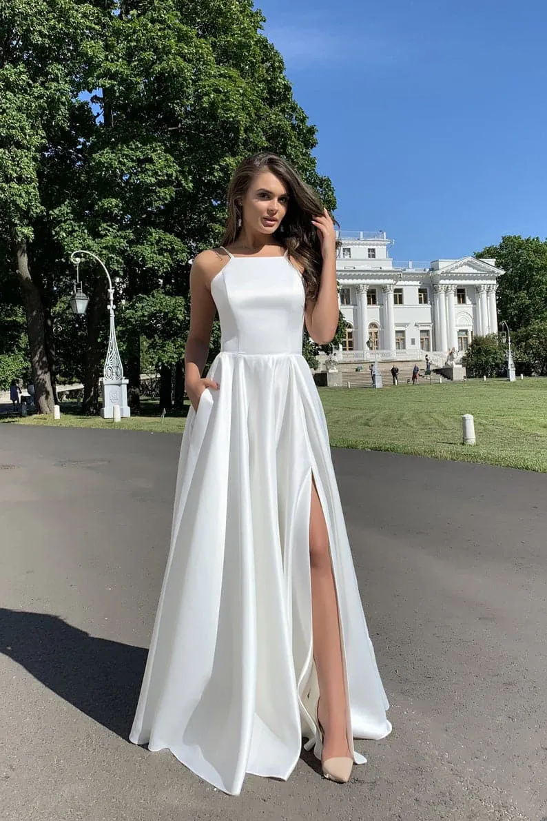 DressBetty - New Summer White Spaghetti Strap Prom Dresses