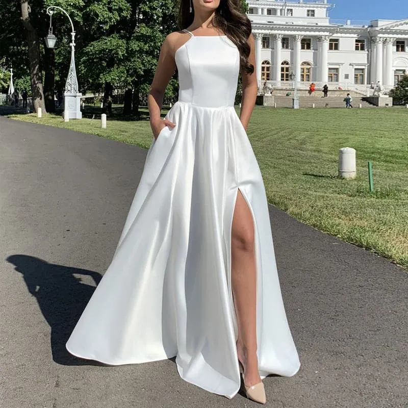 DressBetty - New Summer White Spaghetti Strap Prom Dresses