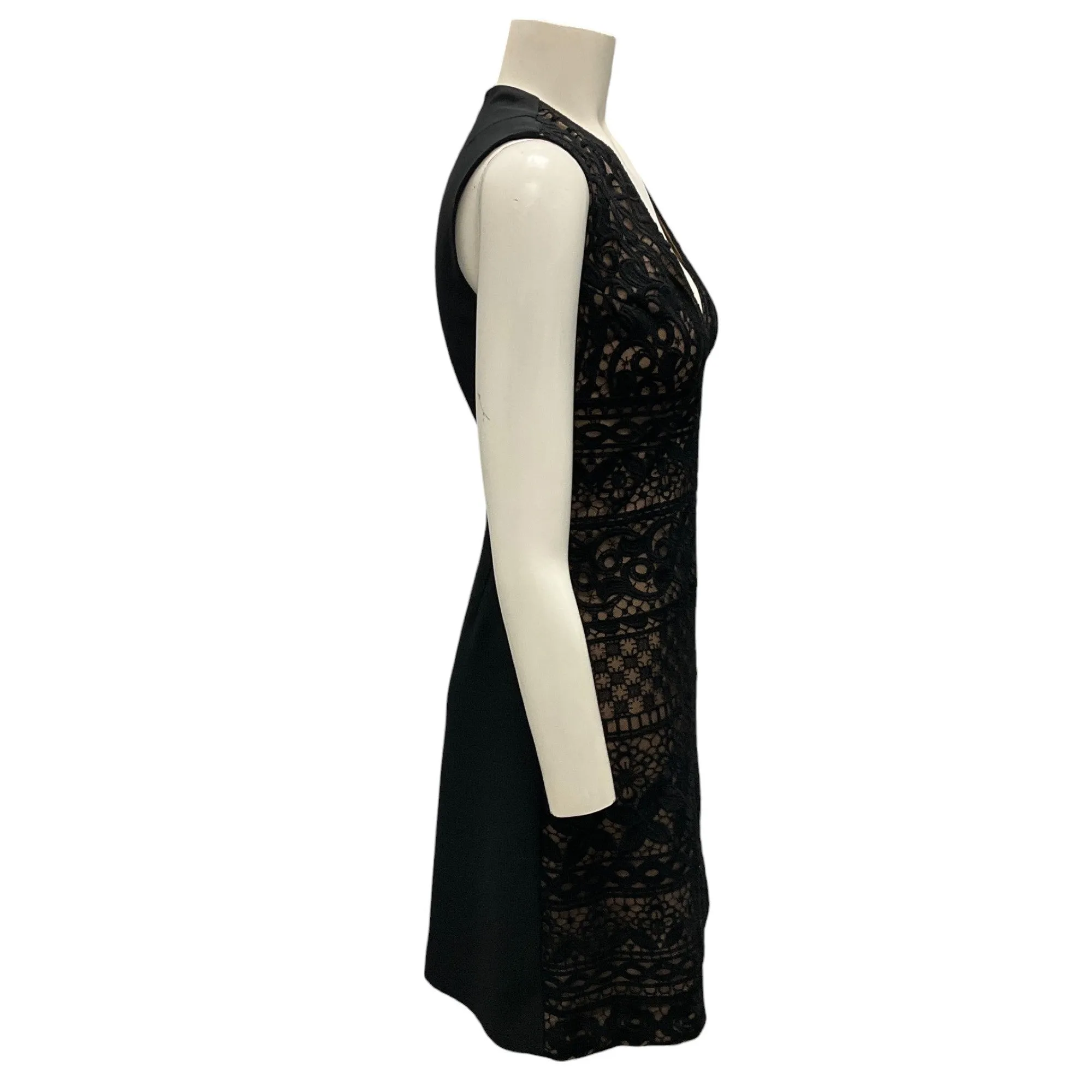 Elie Saab Black / Beige Sleeveless Lace Dress