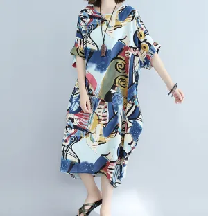 Floral Loose Denim Dresses Loose Autumn Dresses Casual Women Dresses ZRL97213