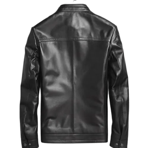 Genuine Lambskin Leather Jacket for Men - Real Leather Coat Business Casual Black Leather Jacket LAMBSKIN COAT