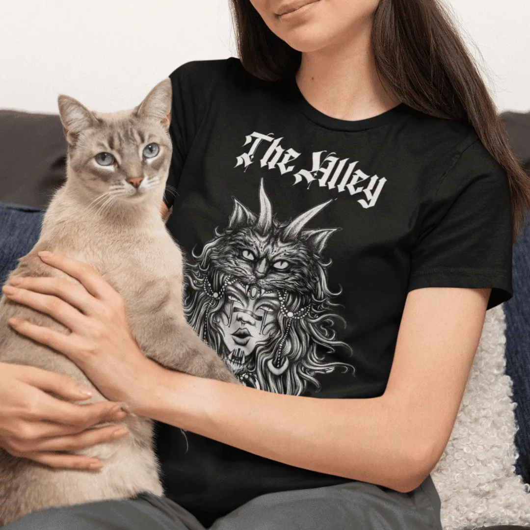 Gothic Cat Lady Womens Tshirt