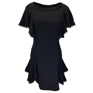 J. Mendel Black Ruffled Crepe Dress