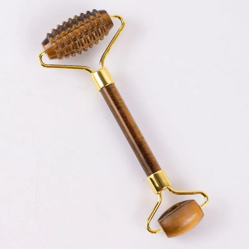 Jade Roller Face Gua Sha Scraping Massage Tool Massage Stick Face Scraper Crystal Tiger-Shaped Stone Thorn Roller Scraper Set