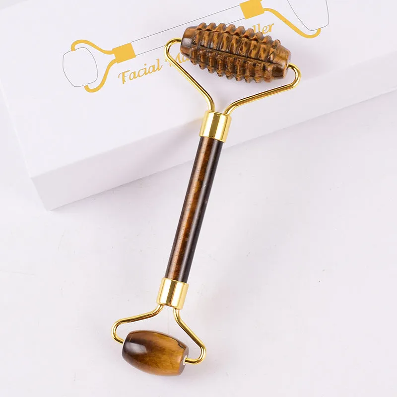 Jade Roller Face Gua Sha Scraping Massage Tool Massage Stick Face Scraper Crystal Tiger-Shaped Stone Thorn Roller Scraper Set