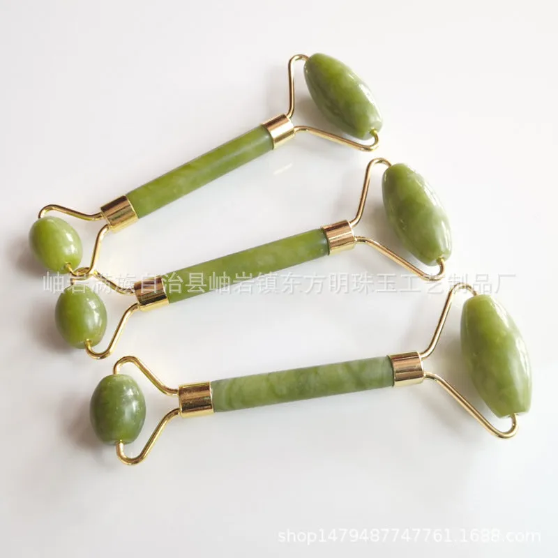 Jade Roller Massager Green Phoenix Jade Horn Scraping Plate Set Facial Face Massage Stick Xiuyan Jade Beauty Instrument