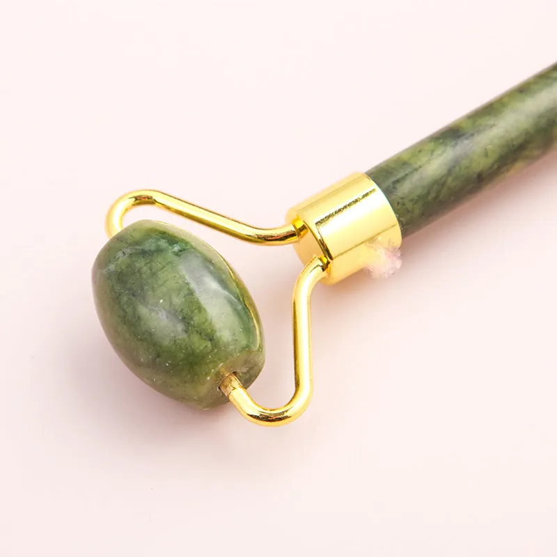 Jade Roller Massager Scrapping Plate Meridian Muscle-Poking Stick Facial Face Xiuyan Jade Beauty Instrument Green Phoenix Jade Roller