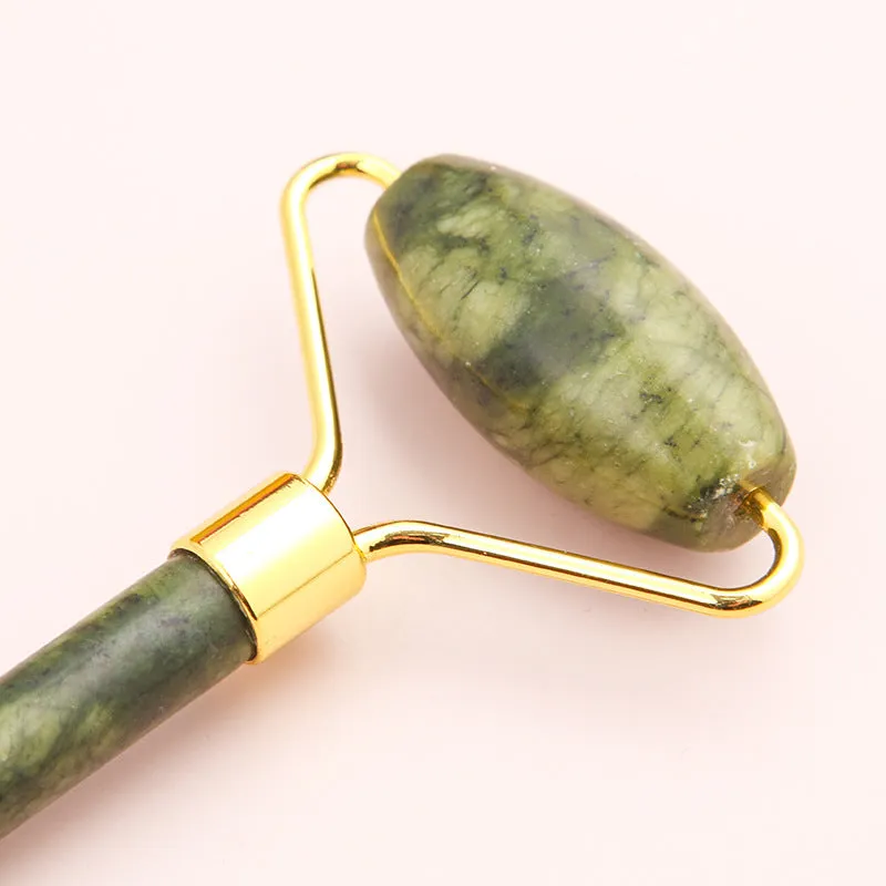 Jade Roller Massager Scrapping Plate Meridian Muscle-Poking Stick Facial Face Xiuyan Jade Beauty Instrument Green Phoenix Jade Roller