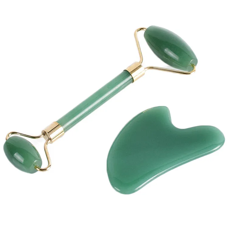 Jade Scraping Plate Powder Crystal Massage Roller Scraping Plate Set Eye Massage Stick Jade Roller Massager