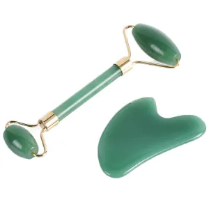 Jade Scraping Plate Powder Crystal Massage Roller Scraping Plate Set Eye Massage Stick Jade Roller Massager