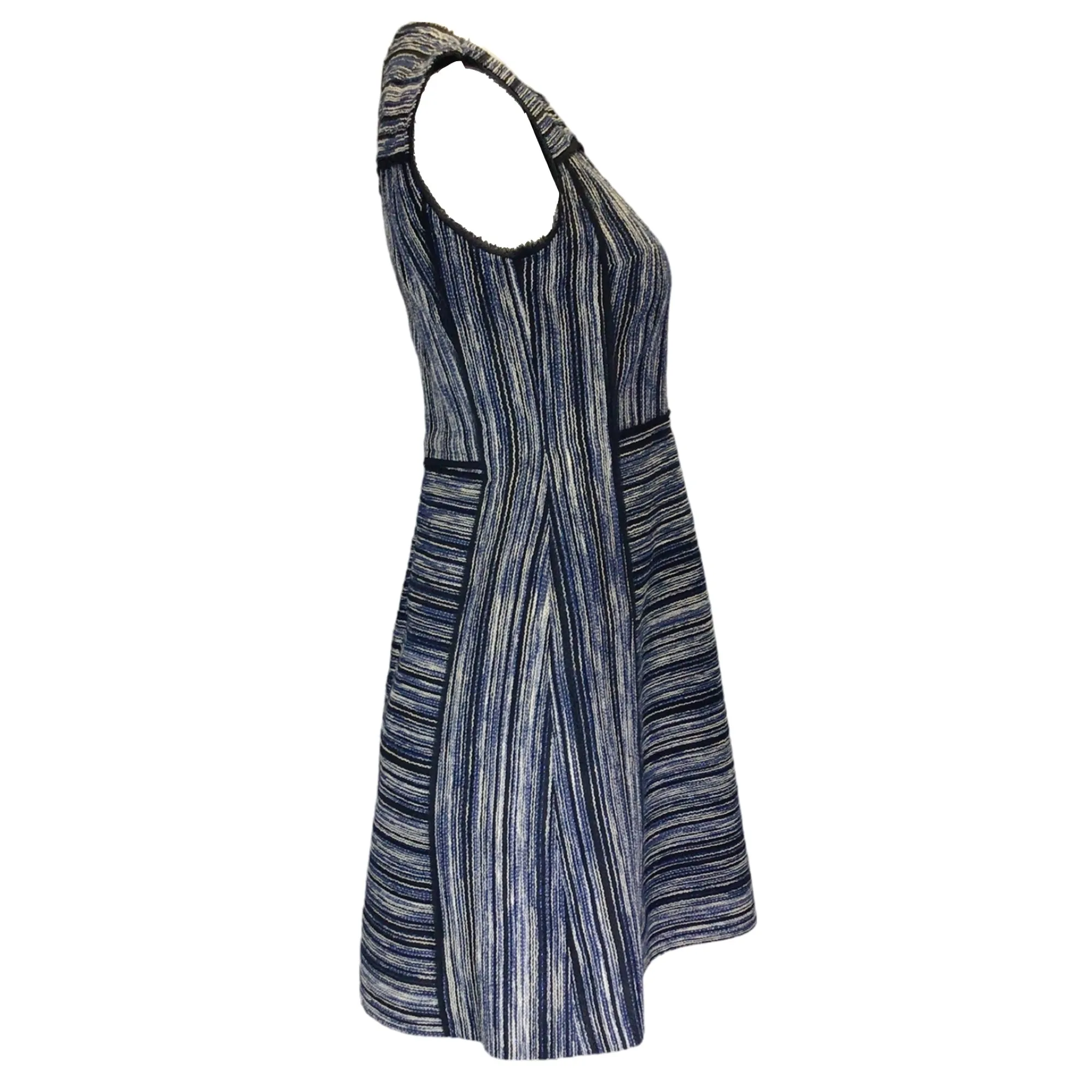 Jason Wu Blue / Black Multi Metallic Detail Woven Tweed Dress