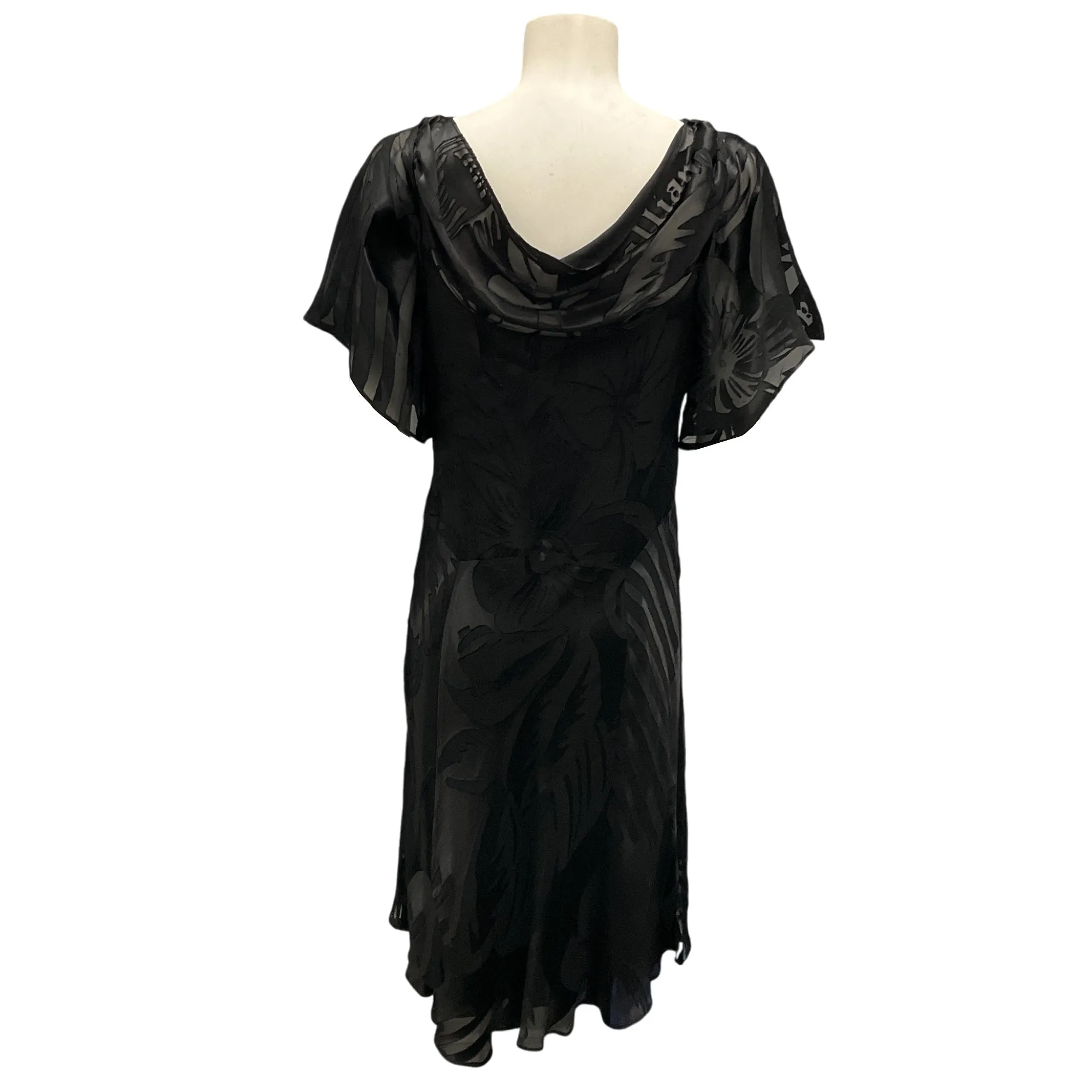 John Galliano Black Vintage Silk Midi Dress