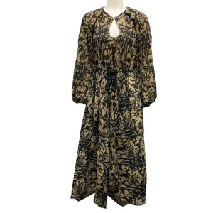 Jonathan Simkhai Midnight Leafy Floral Chiffon Midi Dress