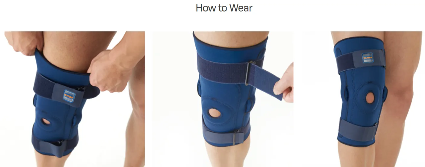 Knee Brace Support With Side Hinges Stability For Protection Against Tissue Adjustable Compression Support With Bi-Directional Straps For Pain Relief slight Injuries, Proprioception Of The Knee, Traumas & Contusions