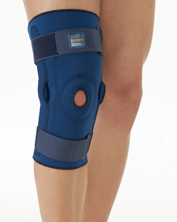 Knee Brace Support With Side Hinges Stability For Protection Against Tissue Adjustable Compression Support With Bi-Directional Straps For Pain Relief slight Injuries, Proprioception Of The Knee, Traumas & Contusions