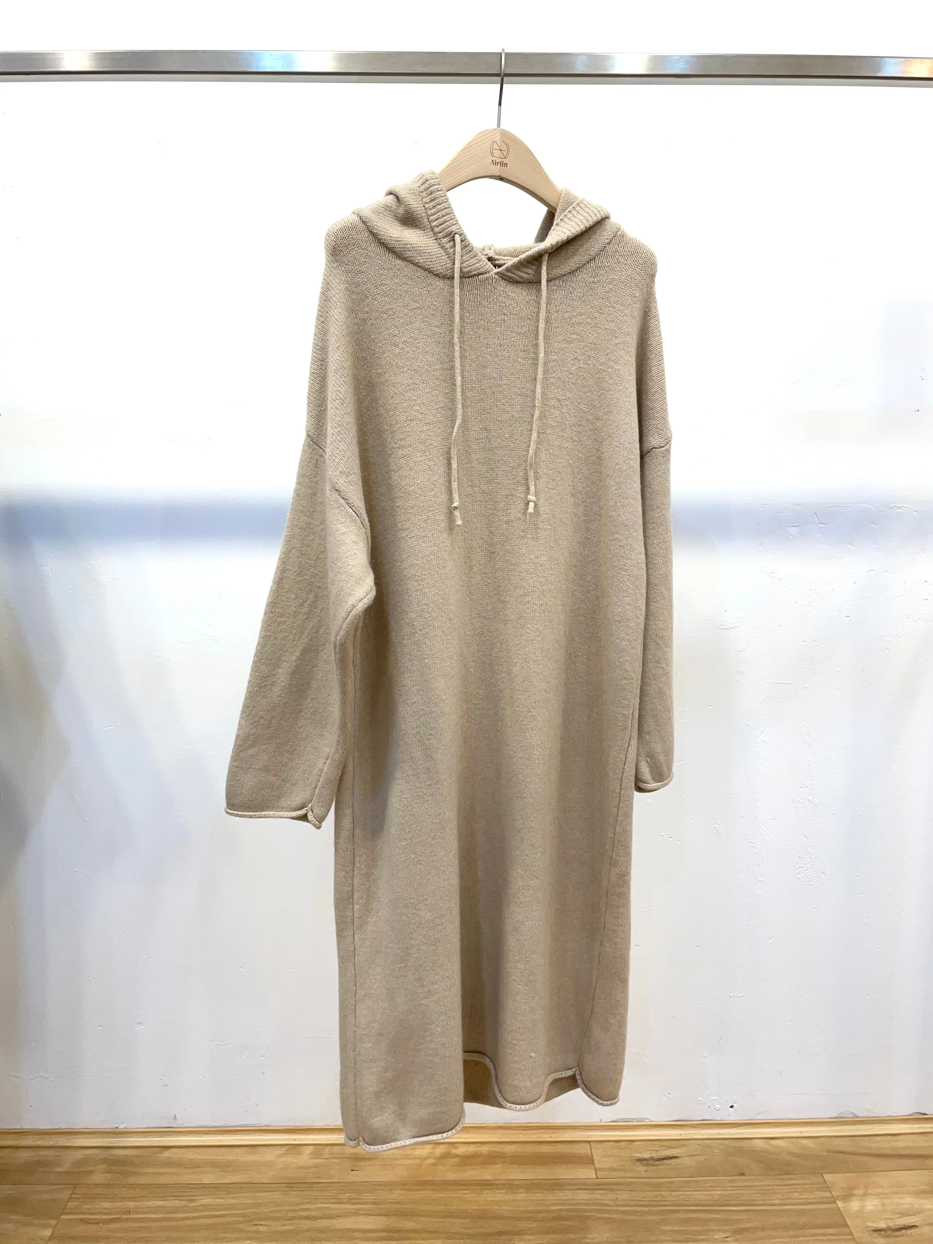 Long knitted hoodie dress -sweater knitwear