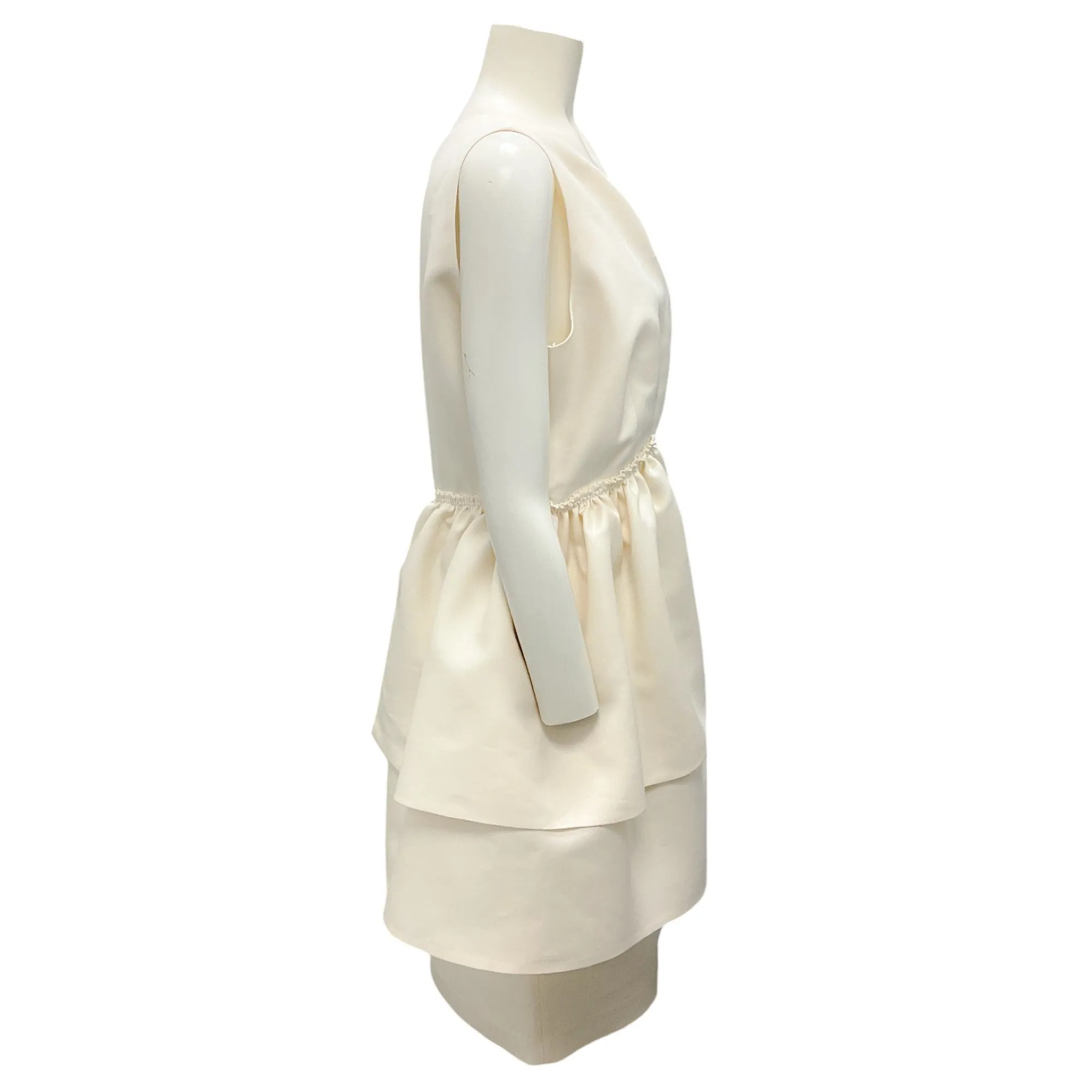 Martin Grant Ivory Layered Ruffle One Shoulder Dress