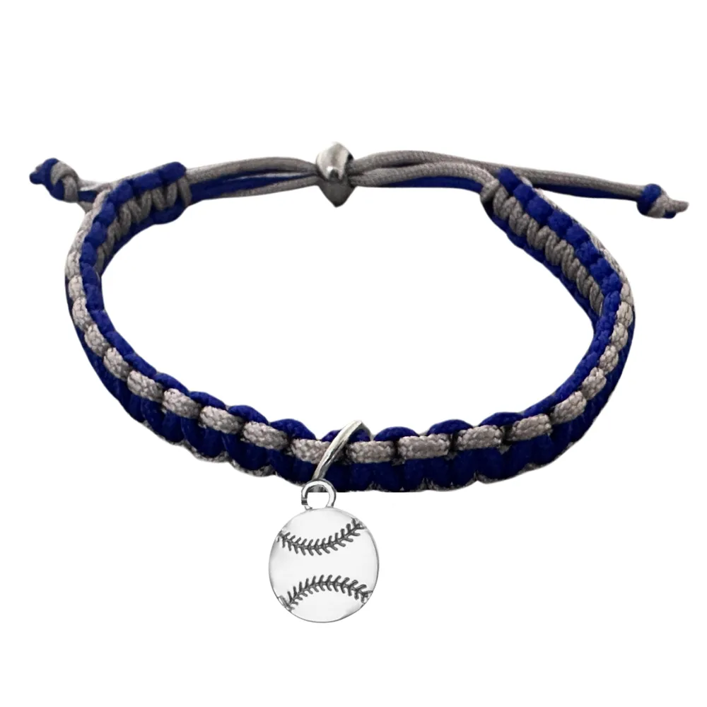 Multi Colored Baseball Charm Rope Bracelet - Pick Colors