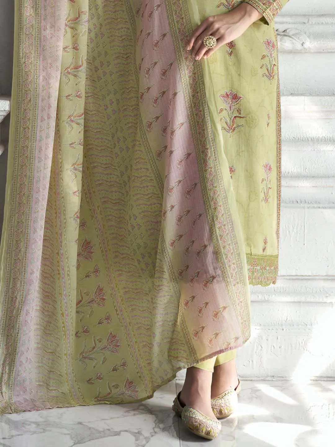 Mumtaz Arts Cotton Embroidered Unstitched Suit Set Green