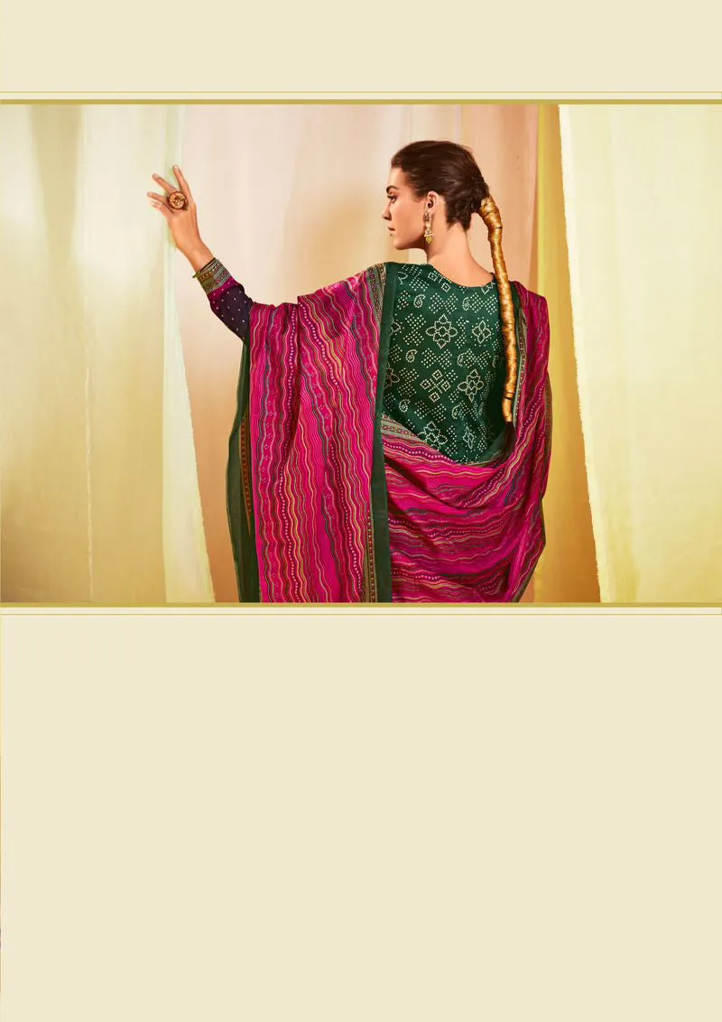 Mumtaz Arts Embroidered Cotton Satin Unstitched Suit Set Green