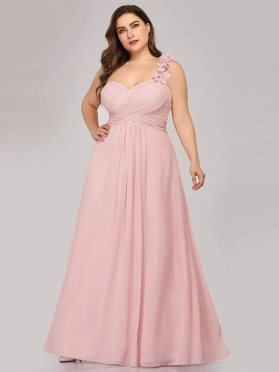 Plus Size Chiffon One Shoulder Sweetheart Neck Bridesmaid Dress