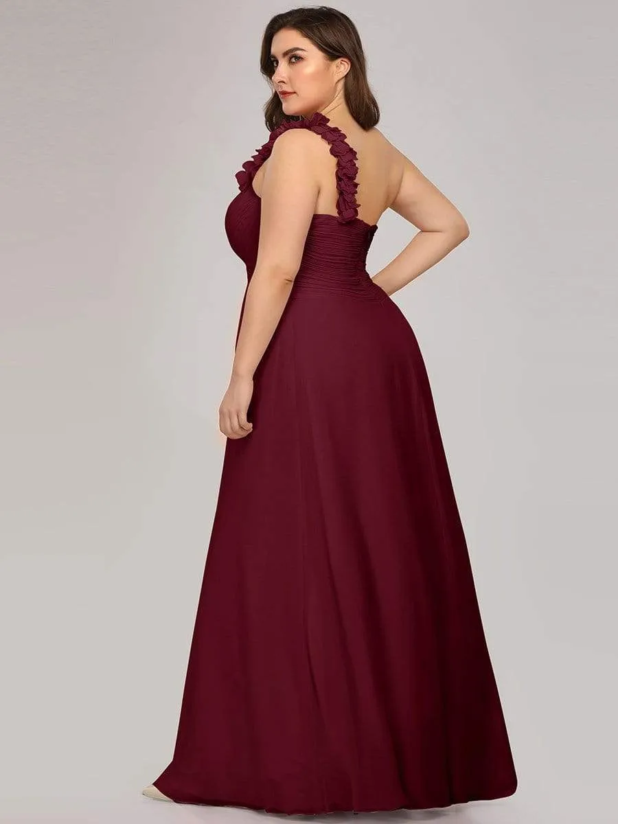 Plus Size Chiffon One Shoulder Sweetheart Neck Bridesmaid Dress