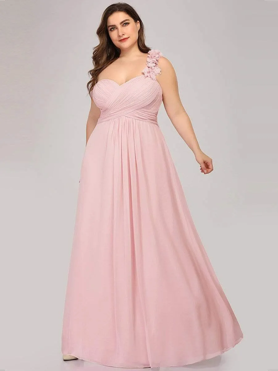 Plus Size Chiffon One Shoulder Sweetheart Neck Bridesmaid Dress