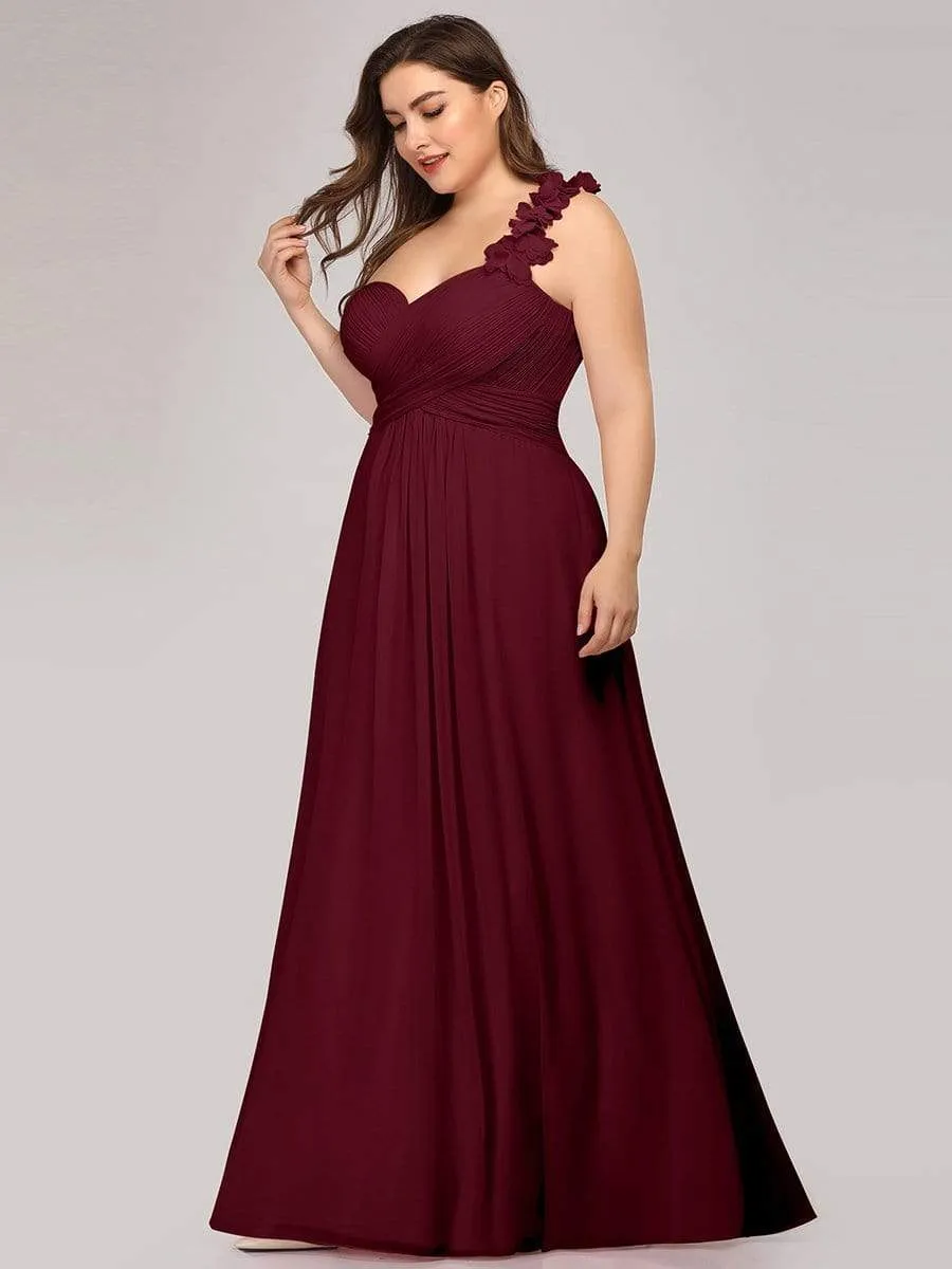 Plus Size Chiffon One Shoulder Sweetheart Neck Bridesmaid Dress