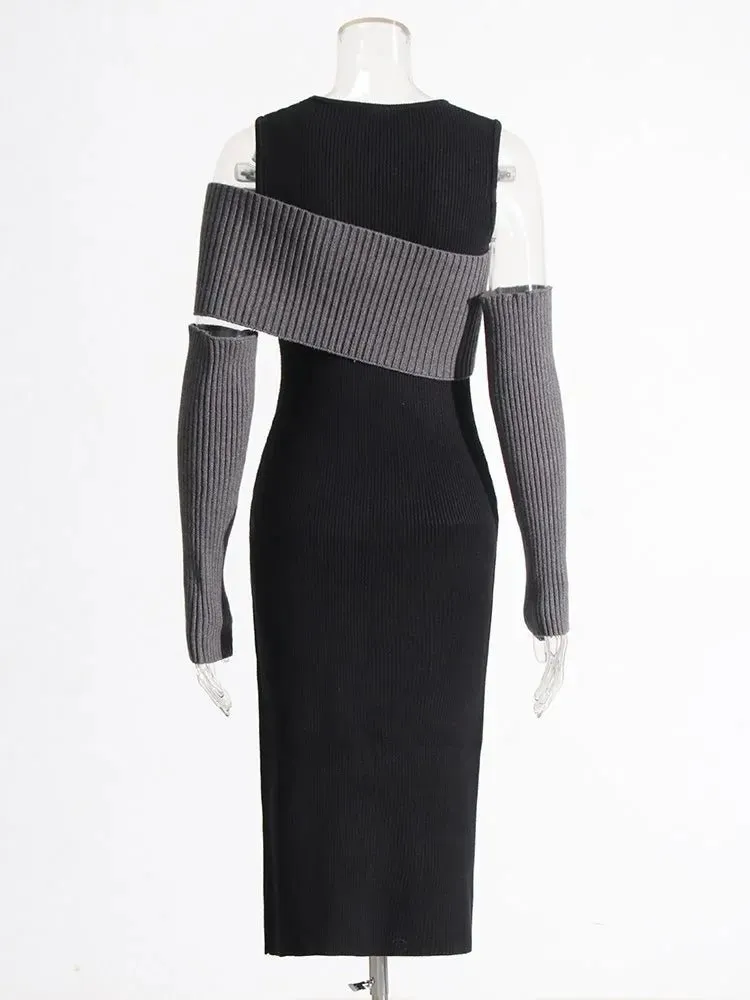 Pre Order:  Arm Sleeves Bodycon Knitted Dress