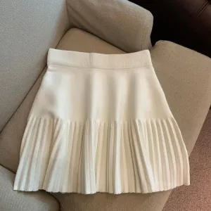 Pre Order:  High-Waist Pleated Knit Mini Skirt