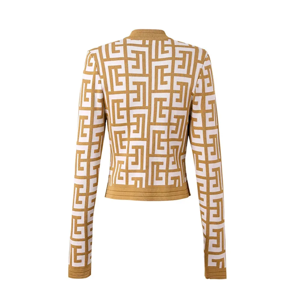 Pre Order:  Luxury Jacquard Knitted Slimming Cardigan