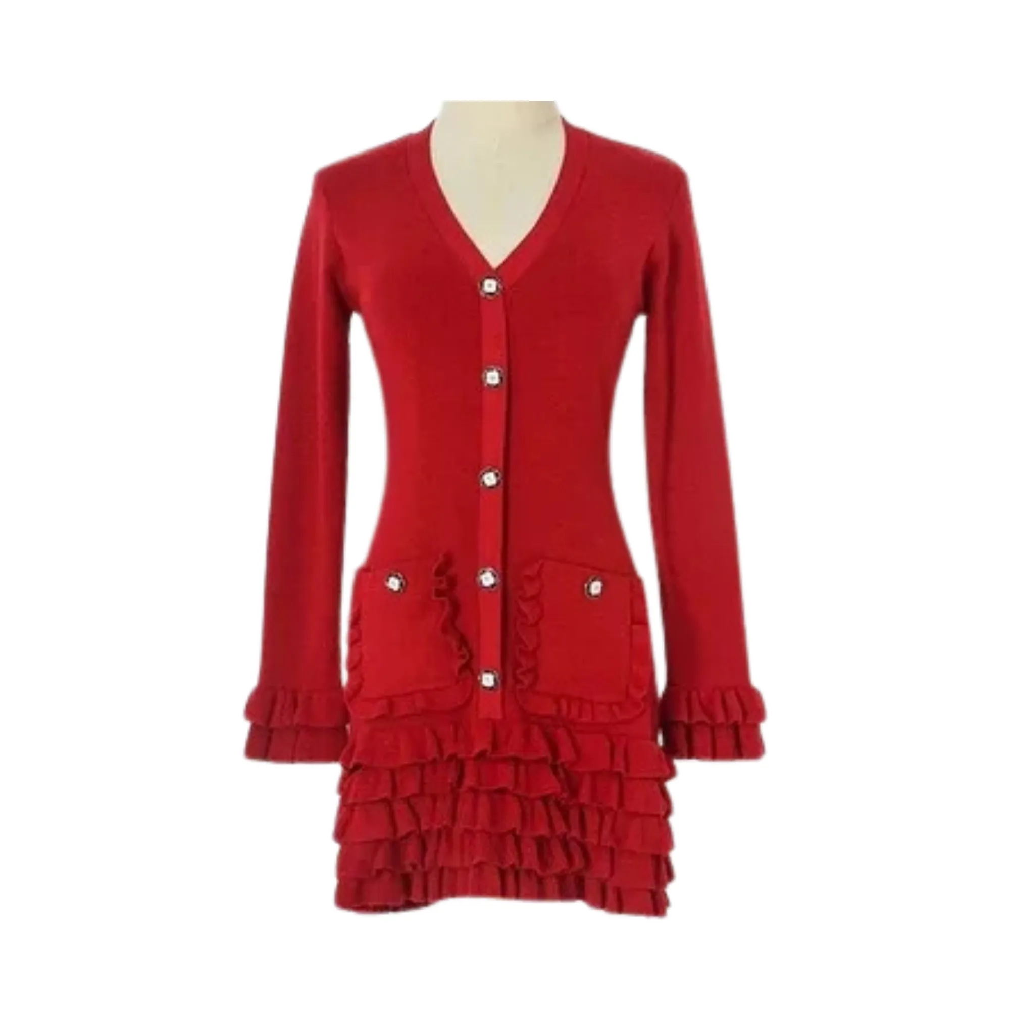 Pre Order:  Ruffled Skirt Knitted Sweater Dress