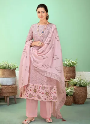 Pure Lawn Cotton Women Salwar Suit Unstitched Light Pink